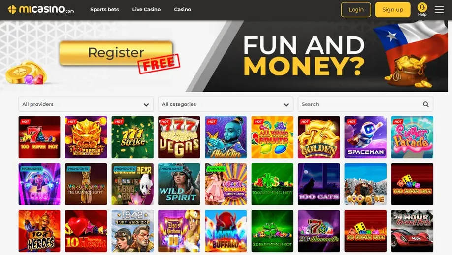 MiCasino: catálogo de juegos (escritorio)