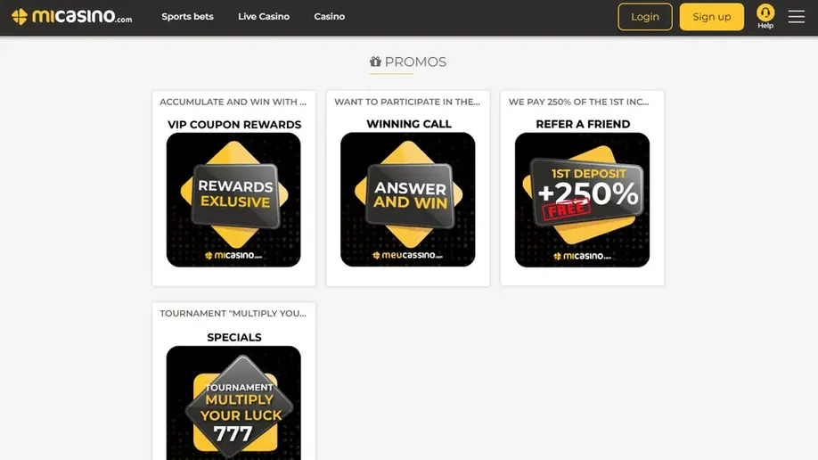 MiCasino: promociones (escritorio)
